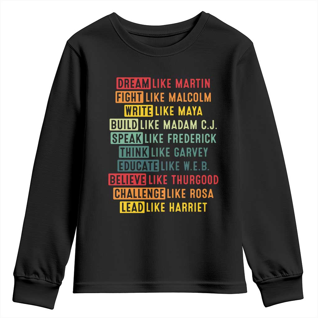 Black History Month Youth Sweatshirt Retro Inspirational Leaders - Wonder Print Shop