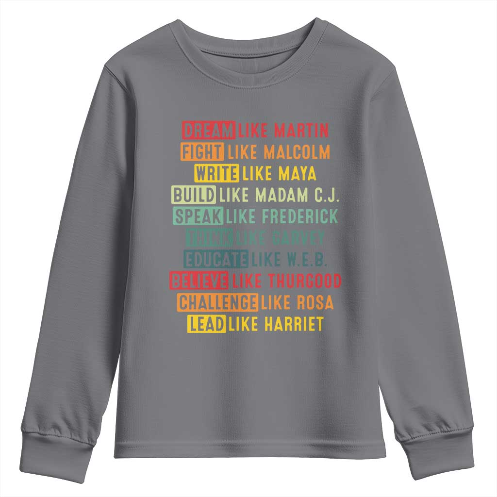 Black History Month Youth Sweatshirt Retro Inspirational Leaders - Wonder Print Shop