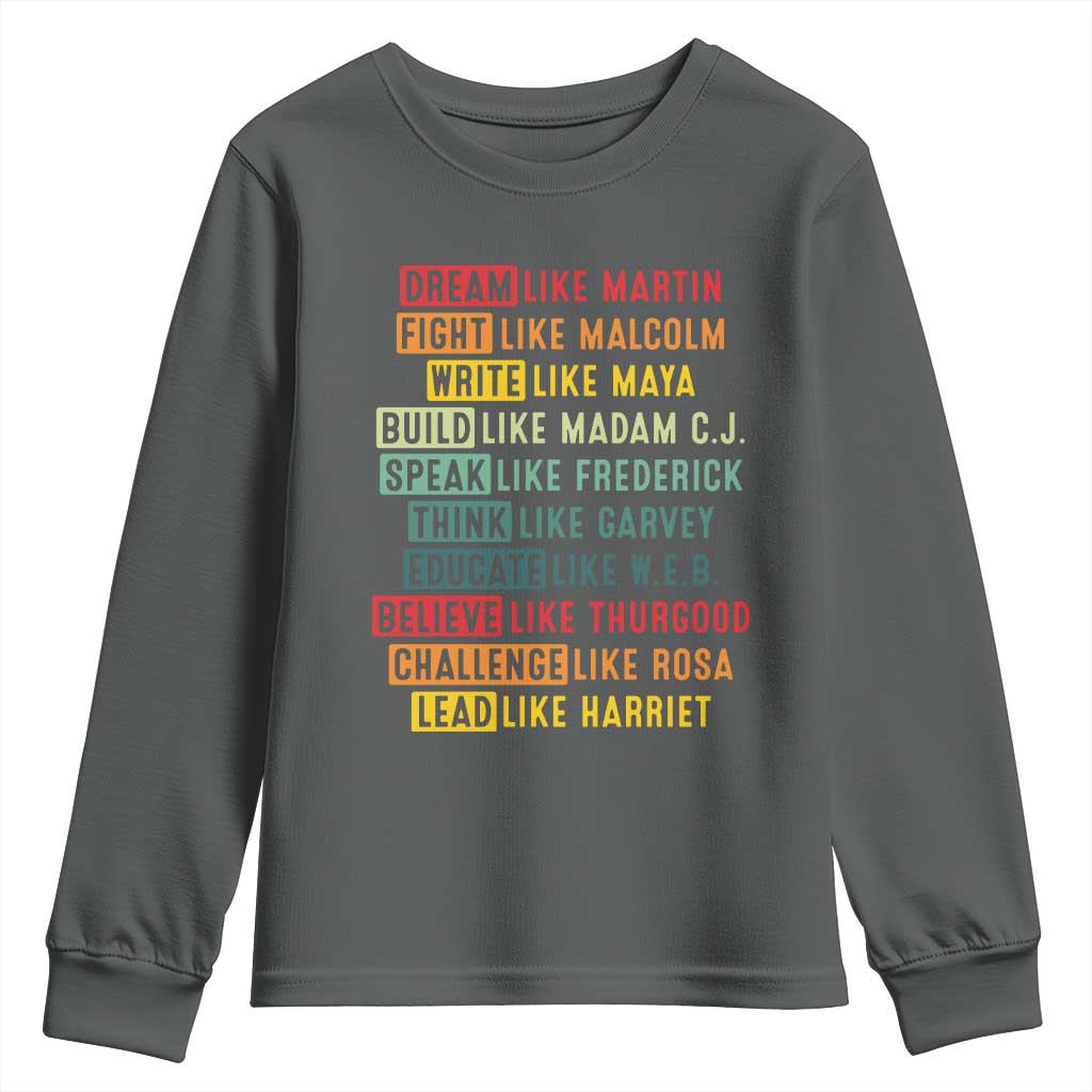 Black History Month Youth Sweatshirt Retro Inspirational Leaders - Wonder Print Shop