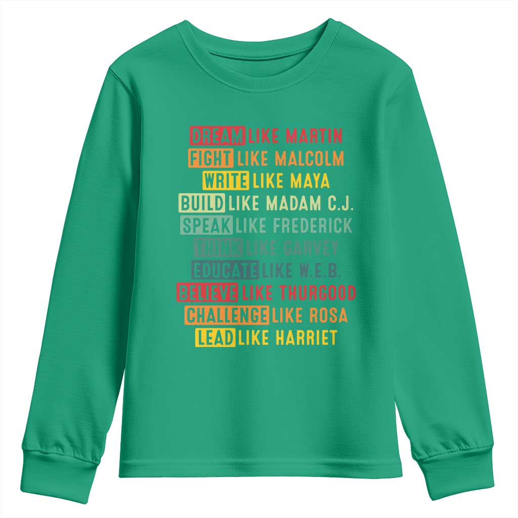 Black History Month Youth Sweatshirt Retro Inspirational Leaders - Wonder Print Shop