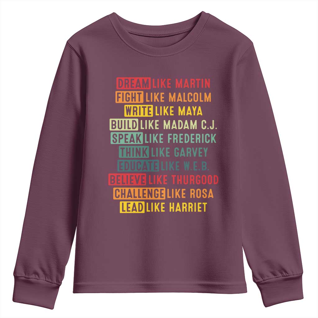 Black History Month Youth Sweatshirt Retro Inspirational Leaders - Wonder Print Shop