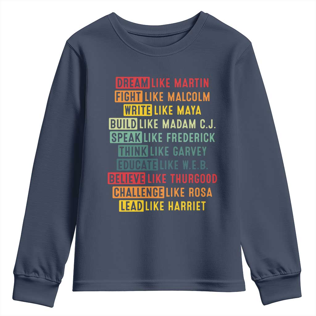 Black History Month Youth Sweatshirt Retro Inspirational Leaders - Wonder Print Shop
