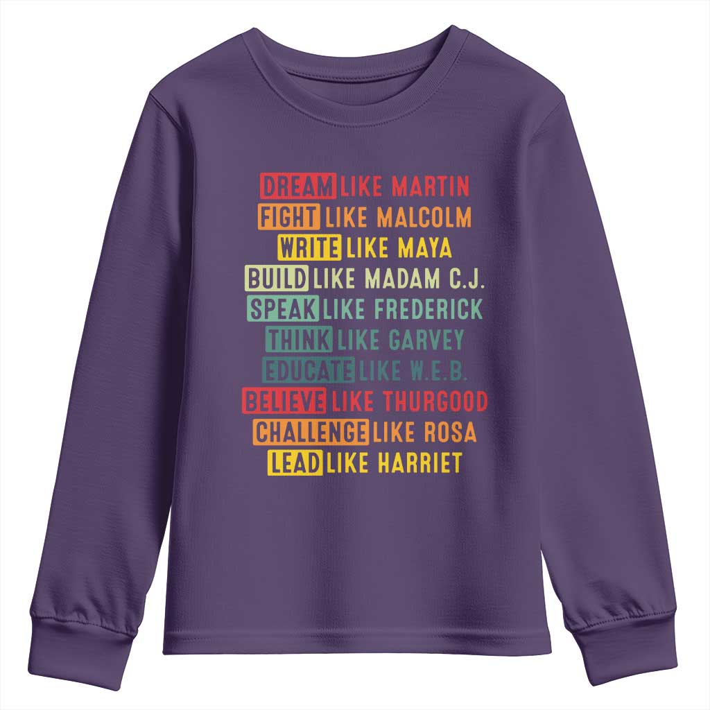 Black History Month Youth Sweatshirt Retro Inspirational Leaders - Wonder Print Shop