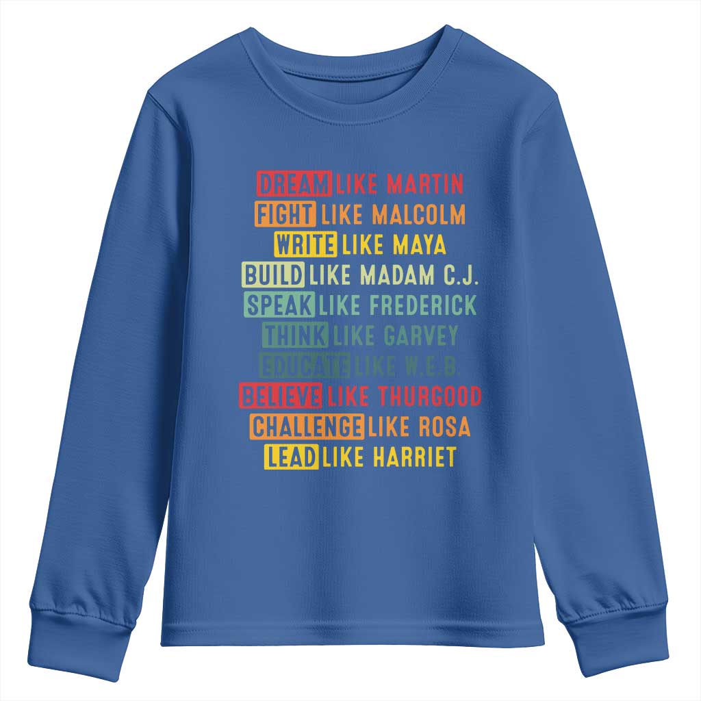 Black History Month Youth Sweatshirt Retro Inspirational Leaders - Wonder Print Shop
