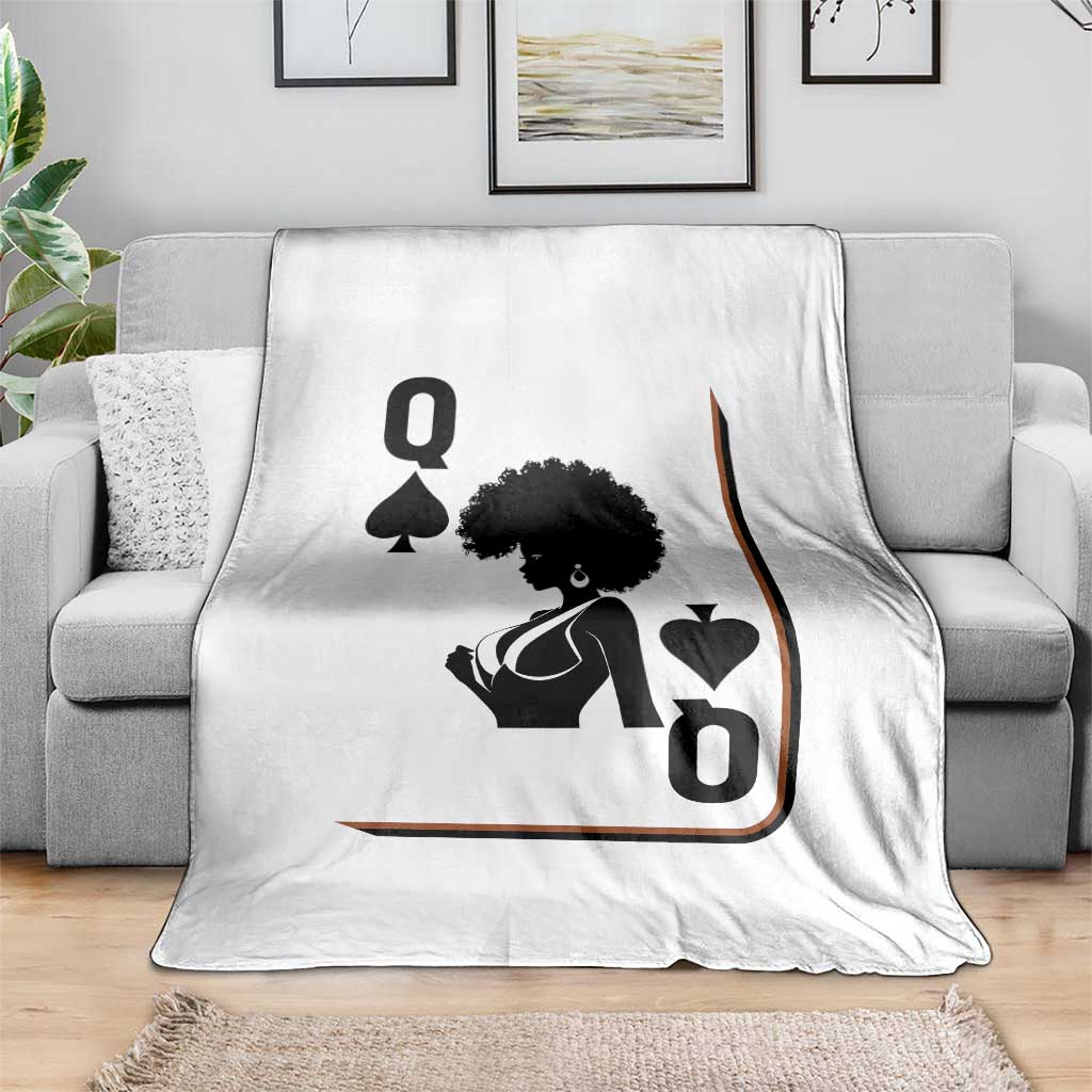 Black Queen Throw Blanket Black History Month Afro Woman Poker Card Games - Wonder Print Shop