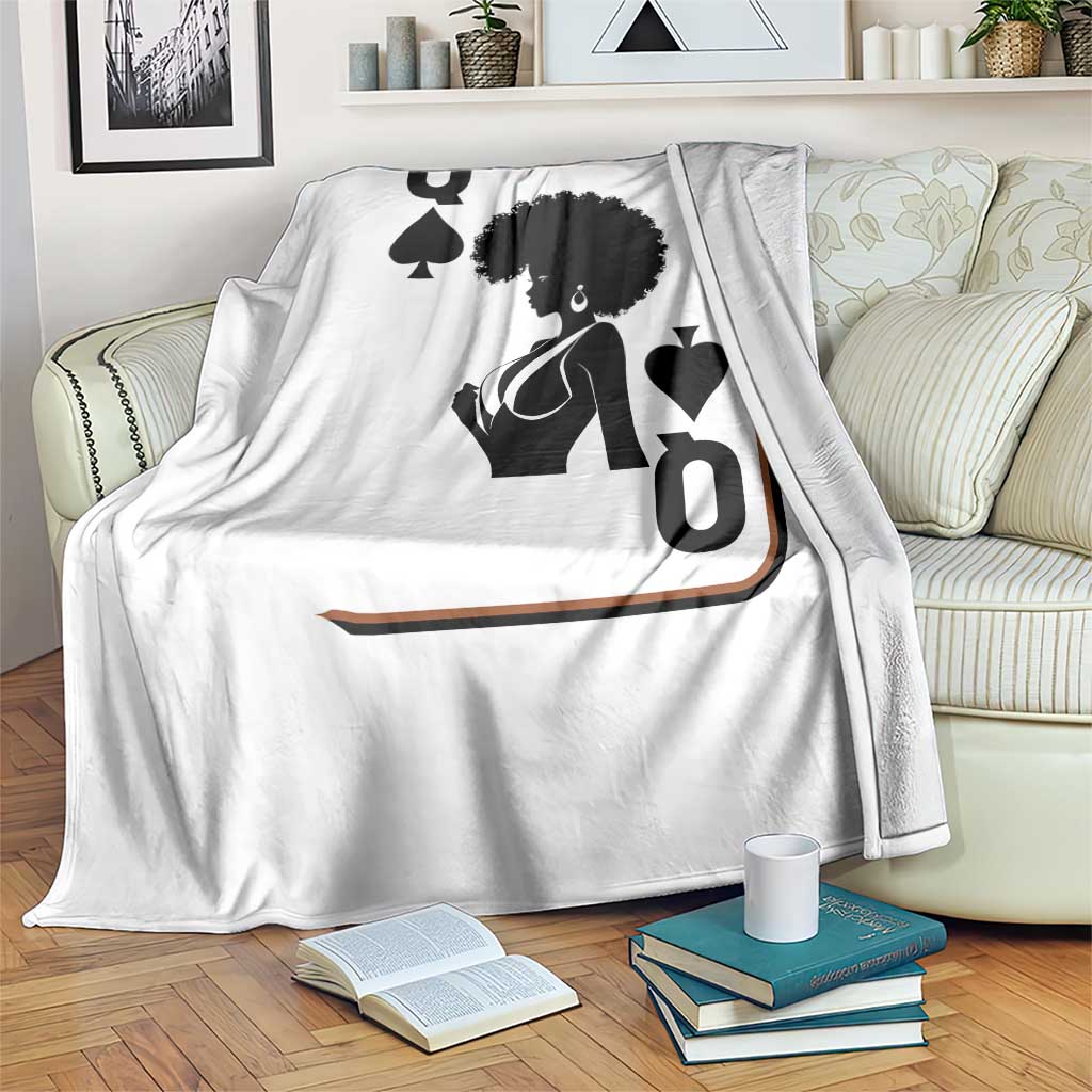Black Queen Throw Blanket Black History Month Afro Woman Poker Card Games - Wonder Print Shop