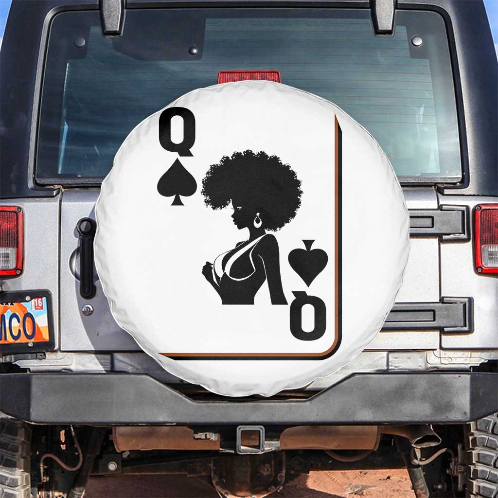 Black Queen Spare Tire Cover Black History Month Afro Woman Poker Card Games - Wonder Print Shop