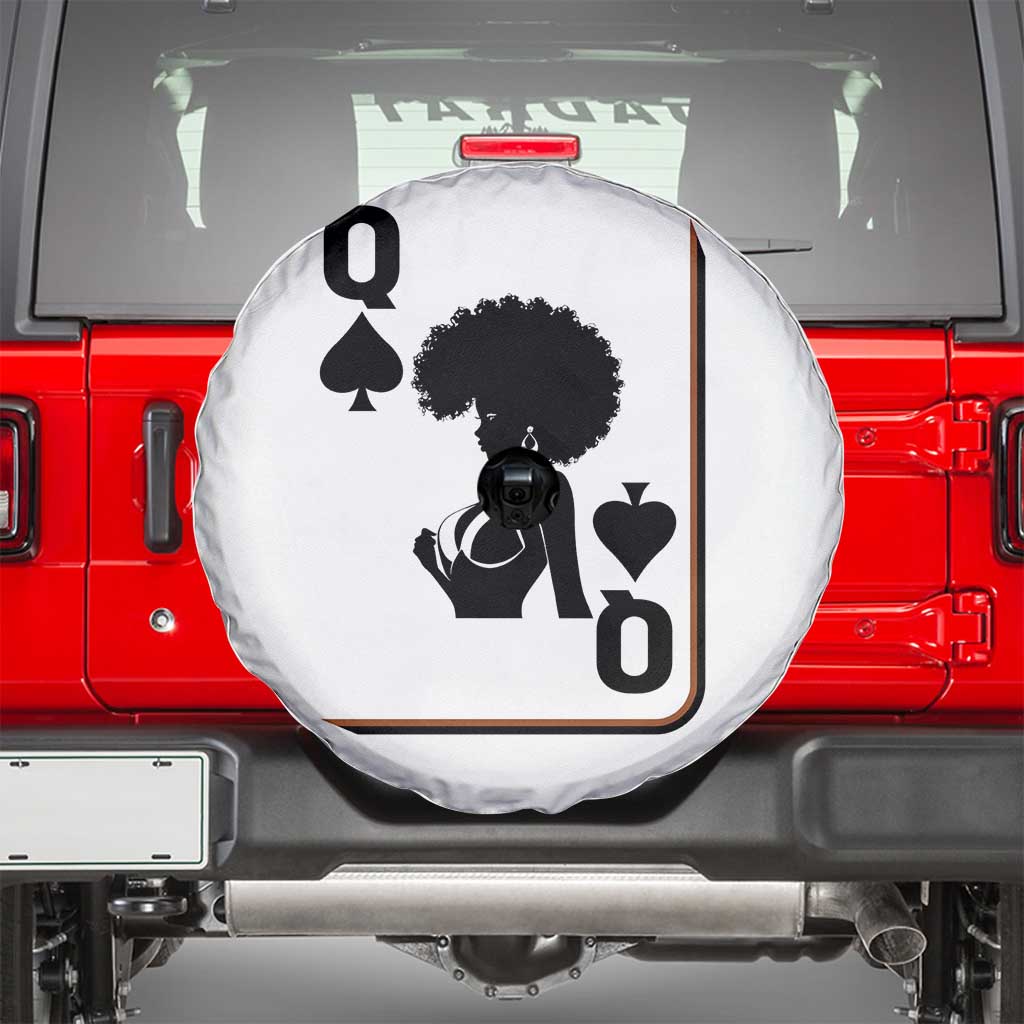 Black Queen Spare Tire Cover Black History Month Afro Woman Poker Card Games - Wonder Print Shop