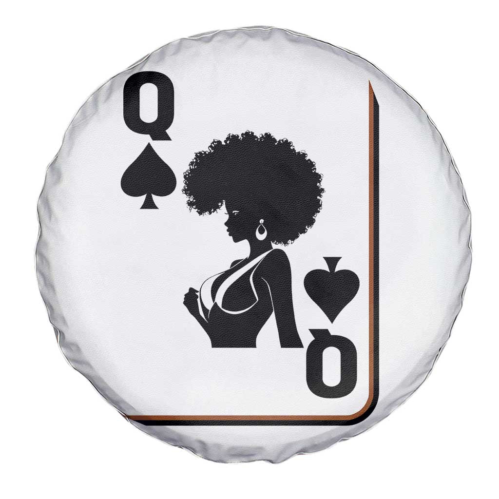 Black Queen Spare Tire Cover Black History Month Afro Woman Poker Card Games - Wonder Print Shop