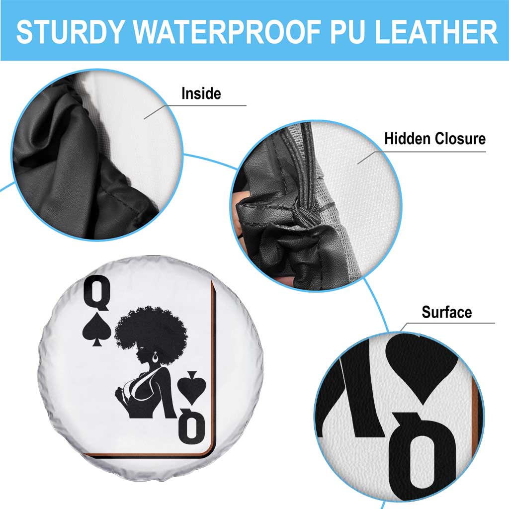 Black Queen Spare Tire Cover Black History Month Afro Woman Poker Card Games - Wonder Print Shop