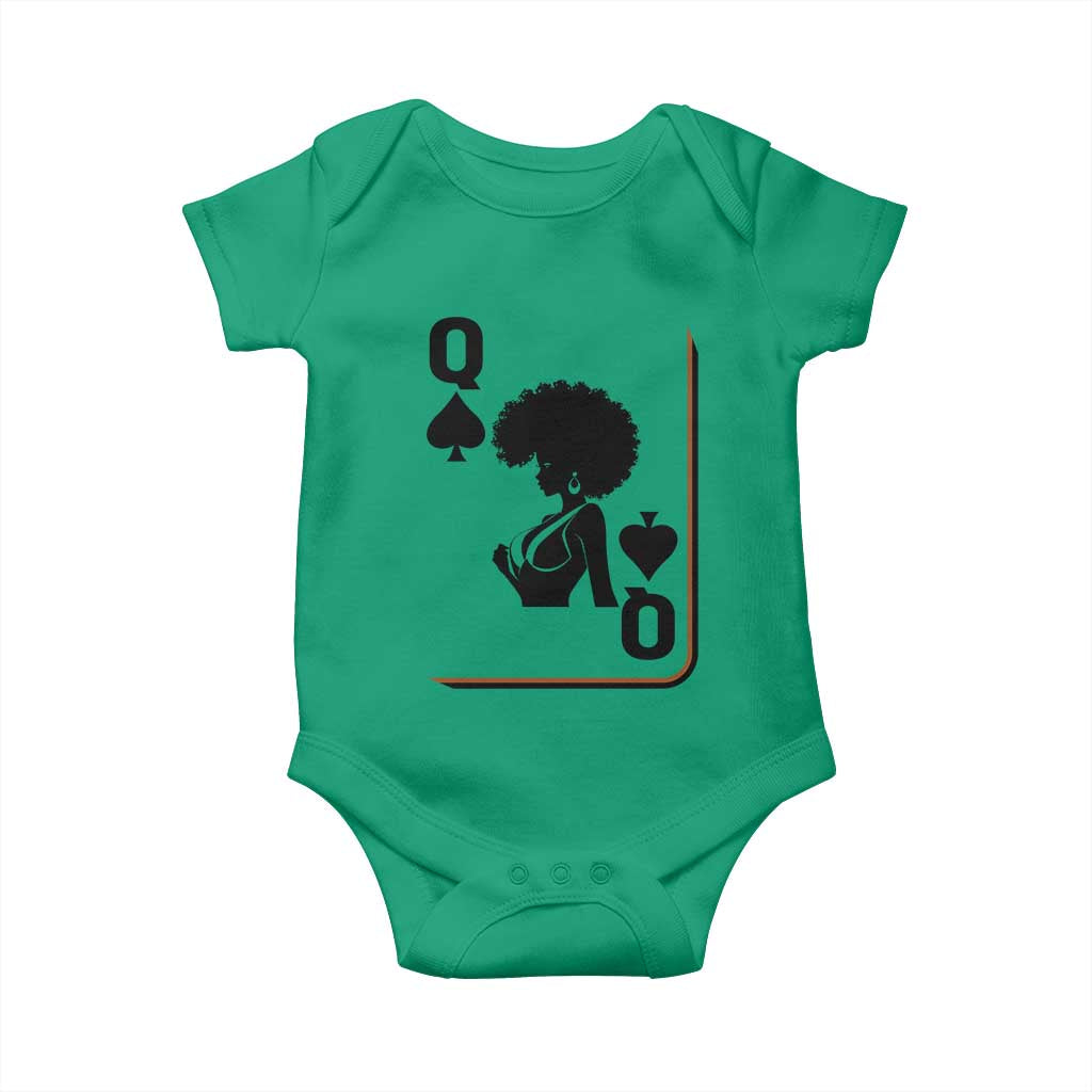 Black Queen Baby Onesie Black History Month Afro Woman Poker Card Games - Wonder Print Shop