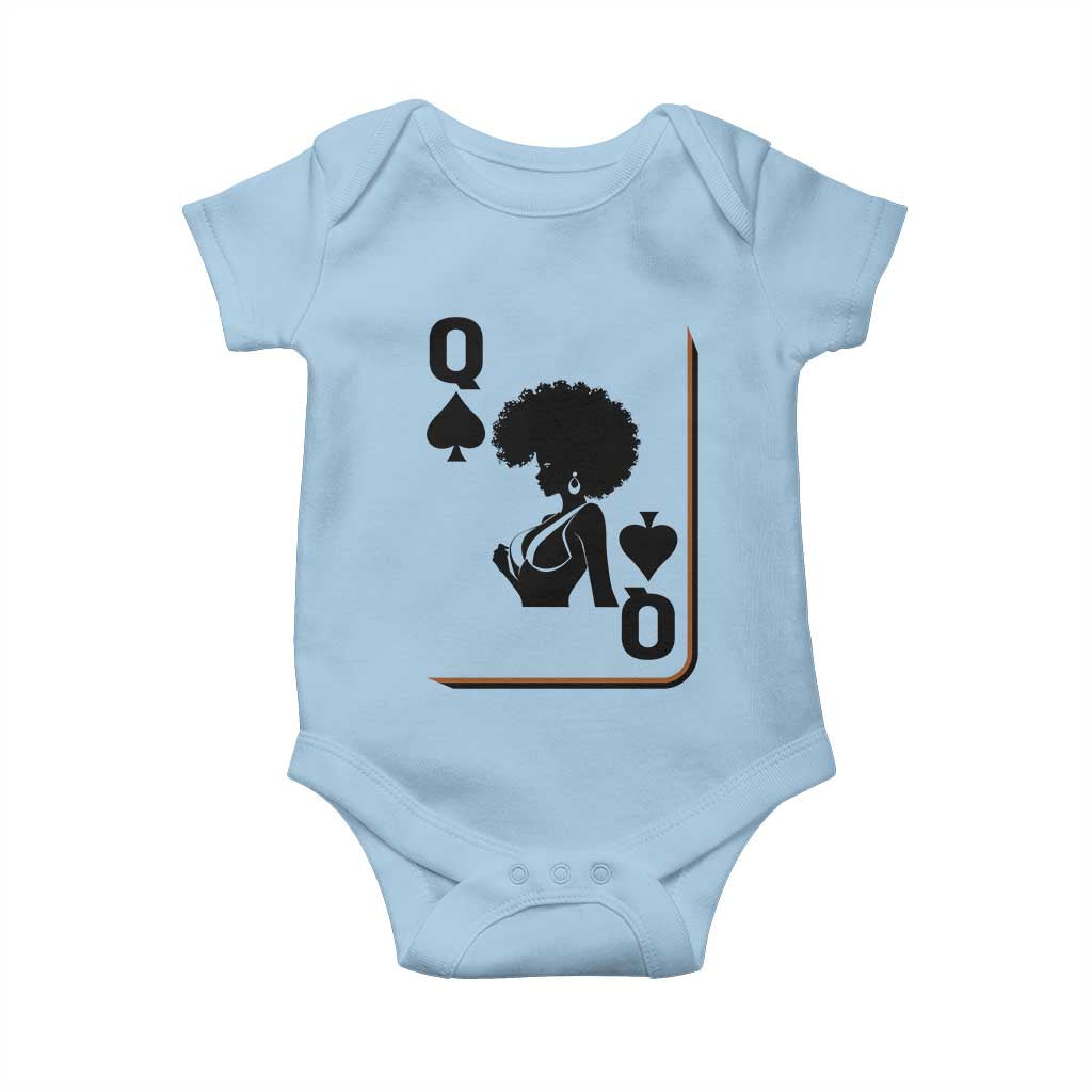 Black Queen Baby Onesie Black History Month Afro Woman Poker Card Games - Wonder Print Shop