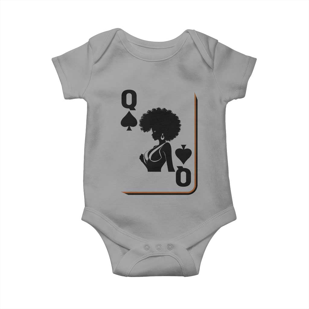 Black Queen Baby Onesie Black History Month Afro Woman Poker Card Games - Wonder Print Shop