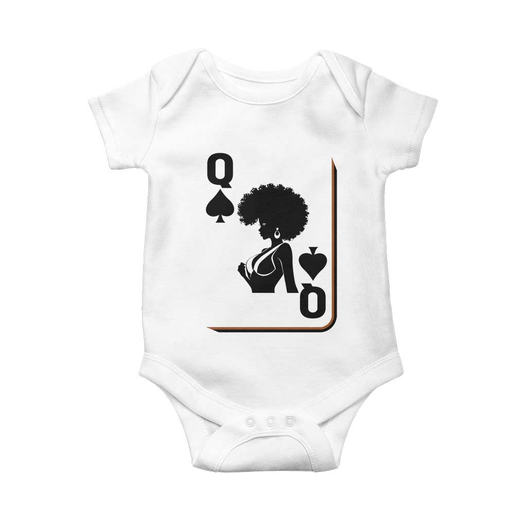 Black Queen Baby Onesie Black History Month Afro Woman Poker Card Games - Wonder Print Shop