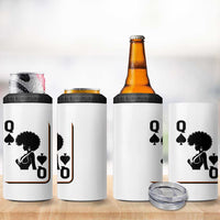 Black Queen 4 in 1 Can Cooler Tumbler Black History Month Afro Woman Poker Card Games - Wonder Print Shop