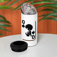 Black Queen 4 in 1 Can Cooler Tumbler Black History Month Afro Woman Poker Card Games - Wonder Print Shop
