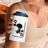 Black Queen 4 in 1 Can Cooler Tumbler Black History Month Afro Woman Poker Card Games - Wonder Print Shop