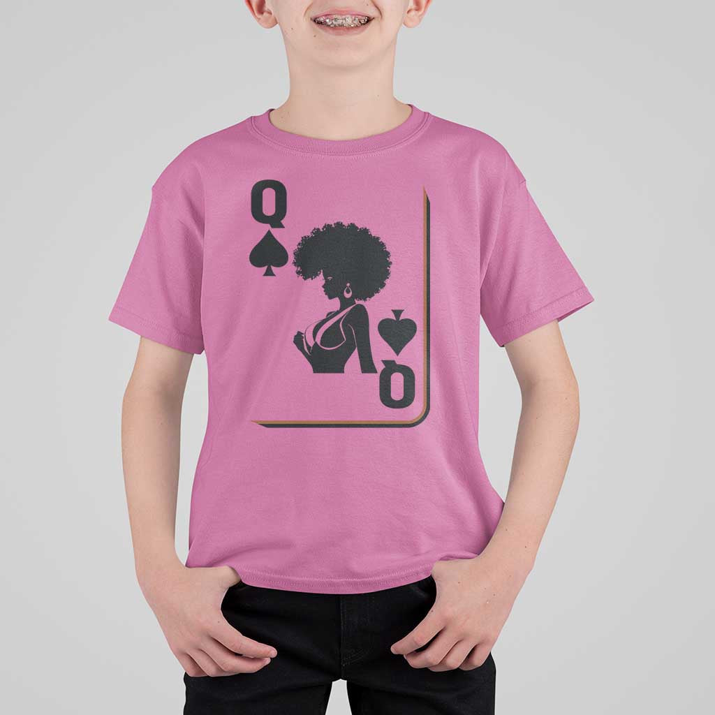 Black Queen T Shirt For Kid Black History Month Afro Woman Poker Card Games - Wonder Print Shop