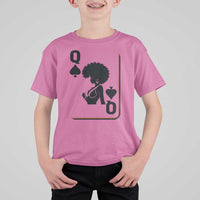 Black Queen T Shirt For Kid Black History Month Afro Woman Poker Card Games - Wonder Print Shop