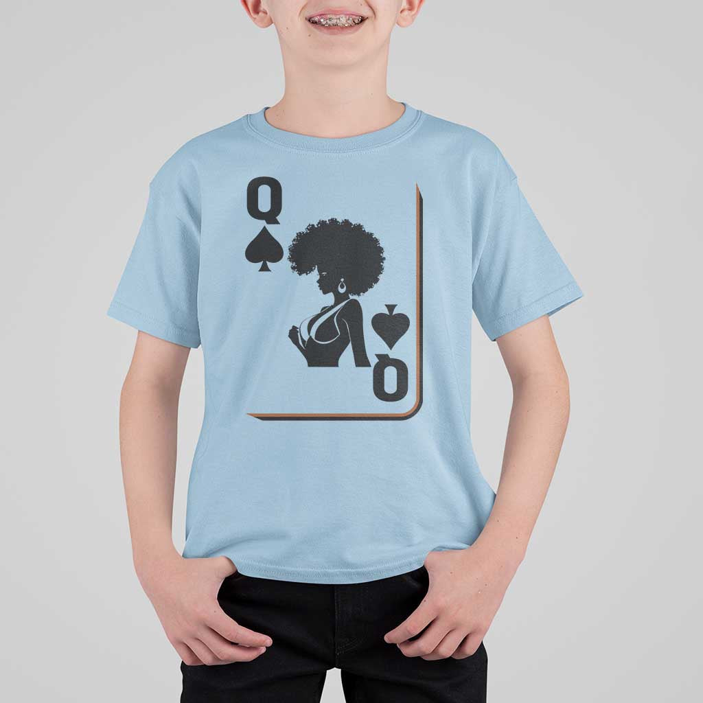 Black Queen T Shirt For Kid Black History Month Afro Woman Poker Card Games - Wonder Print Shop