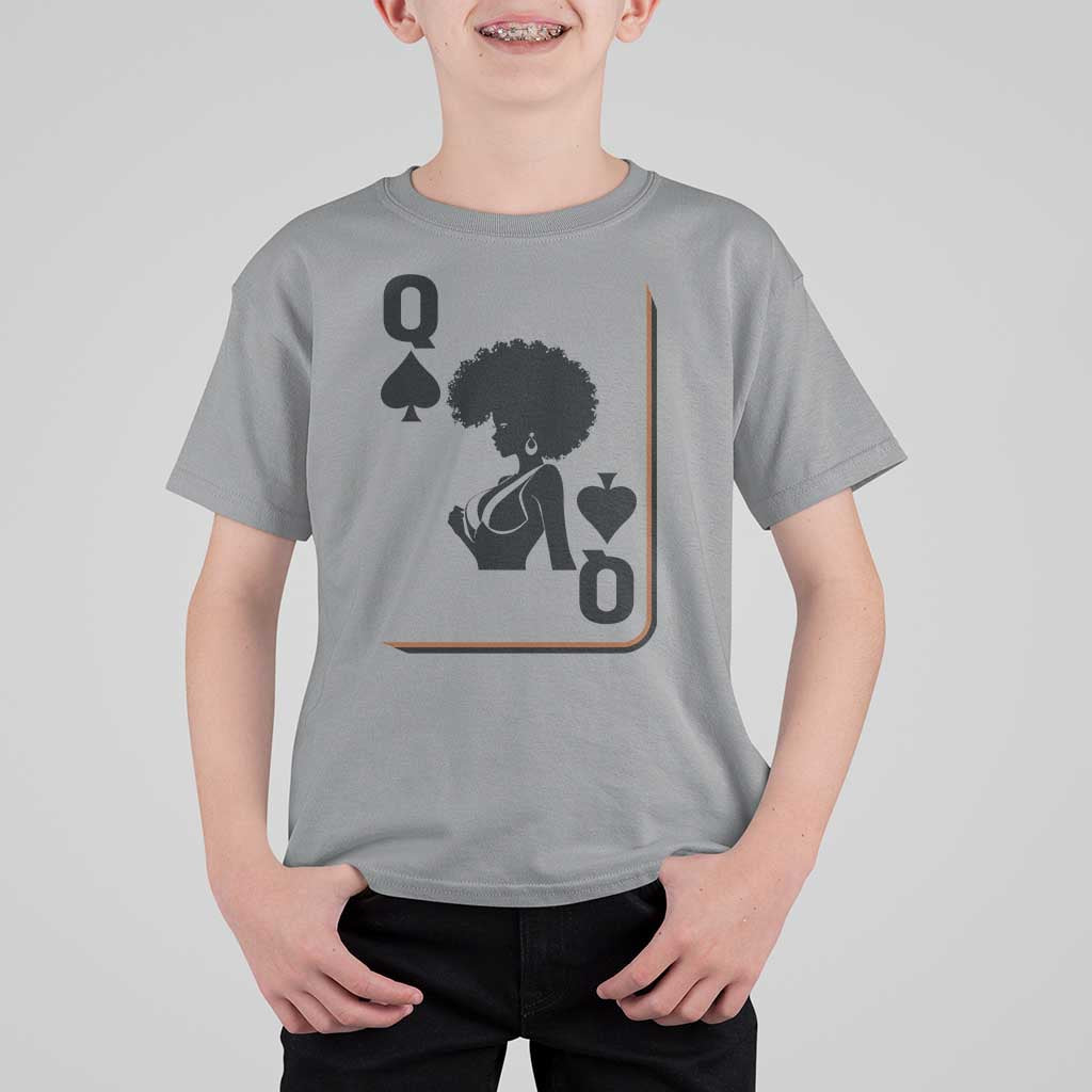 Black Queen T Shirt For Kid Black History Month Afro Woman Poker Card Games - Wonder Print Shop