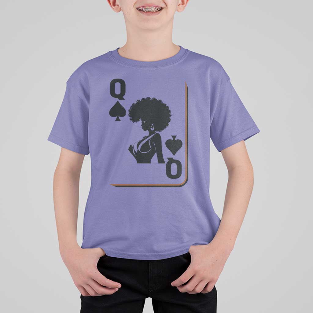 Black Queen T Shirt For Kid Black History Month Afro Woman Poker Card Games - Wonder Print Shop