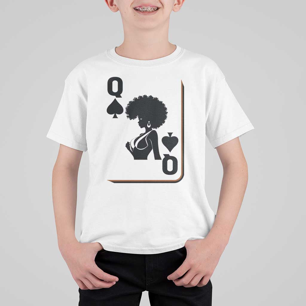 Black Queen T Shirt For Kid Black History Month Afro Woman Poker Card Games - Wonder Print Shop