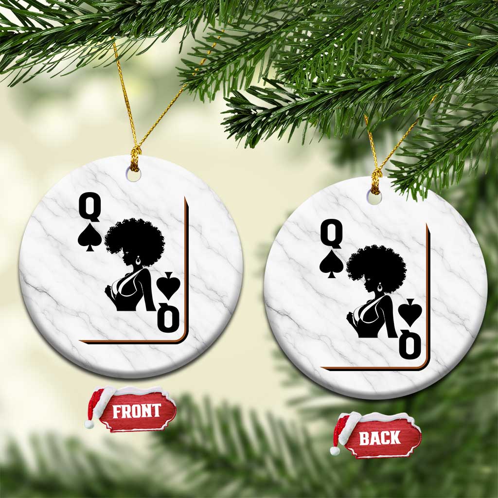 Black Queen Ceramic Ornament Black History Month Afro Woman Poker Card Games - Wonder Print Shop