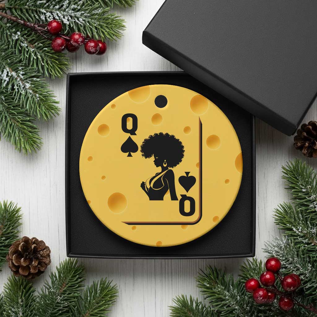Black Queen Ceramic Ornament Black History Month Afro Woman Poker Card Games - Wonder Print Shop