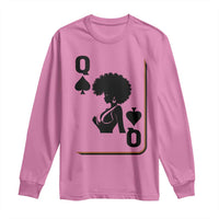 Black Queen Long Sleeve Shirt Black History Month Afro Woman Poker Card Games - Wonder Print Shop