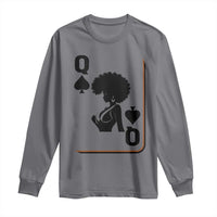 Black Queen Long Sleeve Shirt Black History Month Afro Woman Poker Card Games - Wonder Print Shop