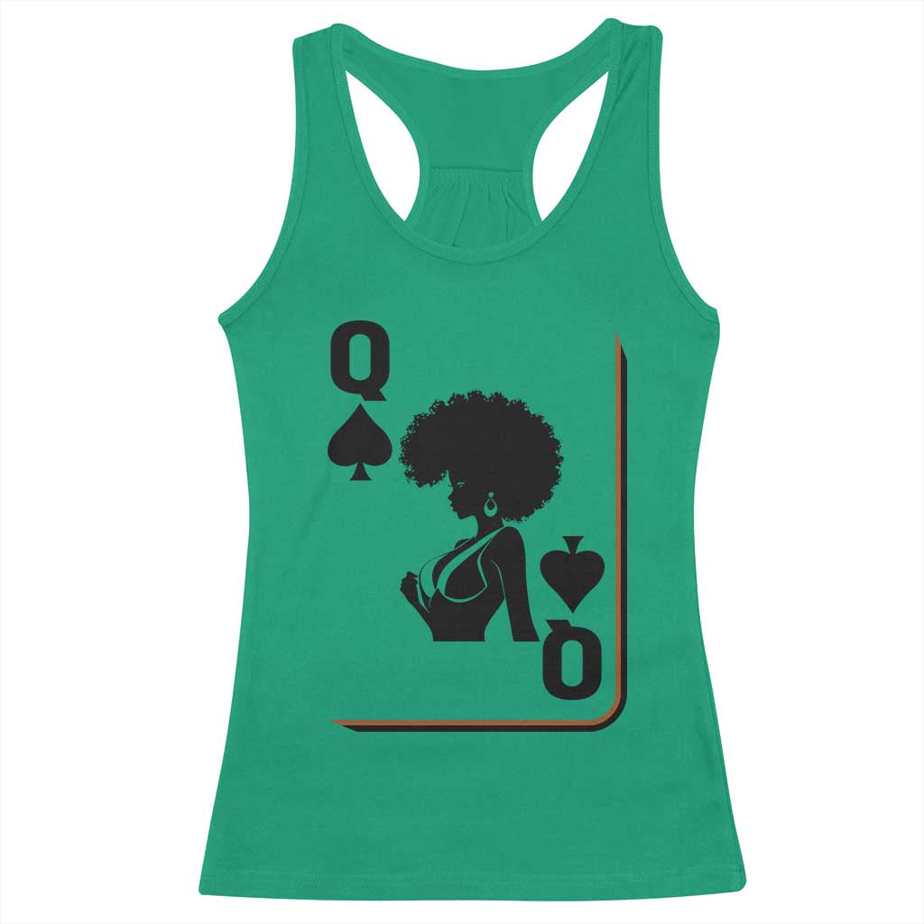 Black Queen Racerback Tank Top Black History Month Afro Woman Poker Card Games - Wonder Print Shop