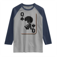 Black Queen Raglan Shirt Black History Month Afro Woman Poker Card Games - Wonder Print Shop