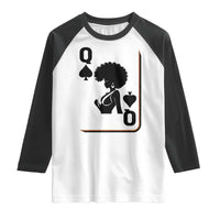 Black Queen Raglan Shirt Black History Month Afro Woman Poker Card Games - Wonder Print Shop