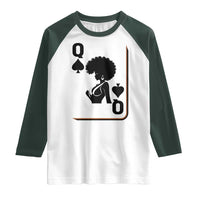 Black Queen Raglan Shirt Black History Month Afro Woman Poker Card Games - Wonder Print Shop