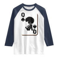 Black Queen Raglan Shirt Black History Month Afro Woman Poker Card Games - Wonder Print Shop