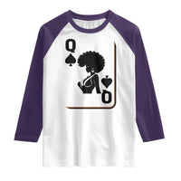 Black Queen Raglan Shirt Black History Month Afro Woman Poker Card Games - Wonder Print Shop