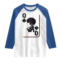 Black Queen Raglan Shirt Black History Month Afro Woman Poker Card Games - Wonder Print Shop