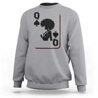 Black Queen Sweatshirt Black History Month Afro Woman Poker Card Games - Wonder Print Shop
