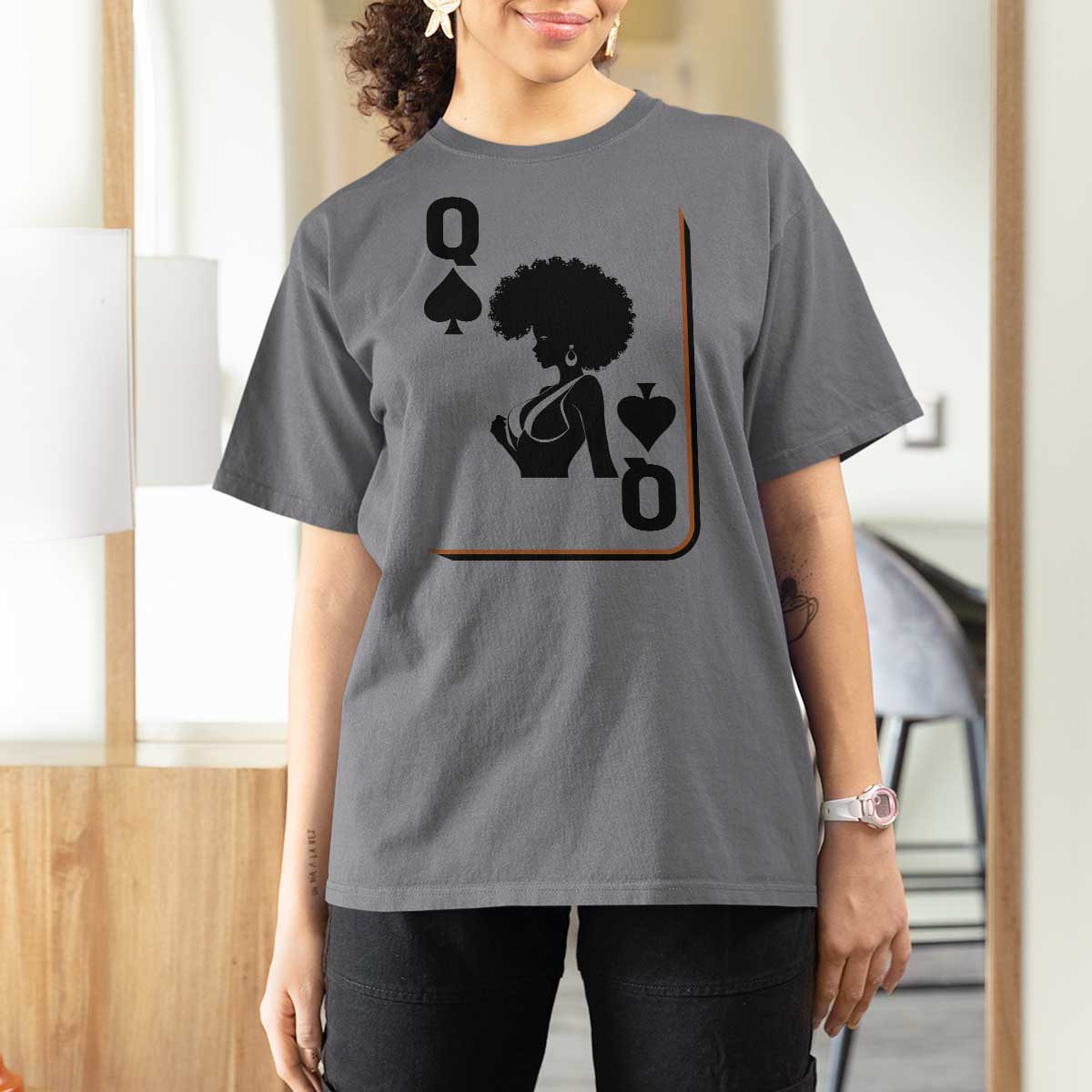 Black Queen T Shirt For Women Black History Month Afro Woman Poker Card Games - Wonder Print Shop