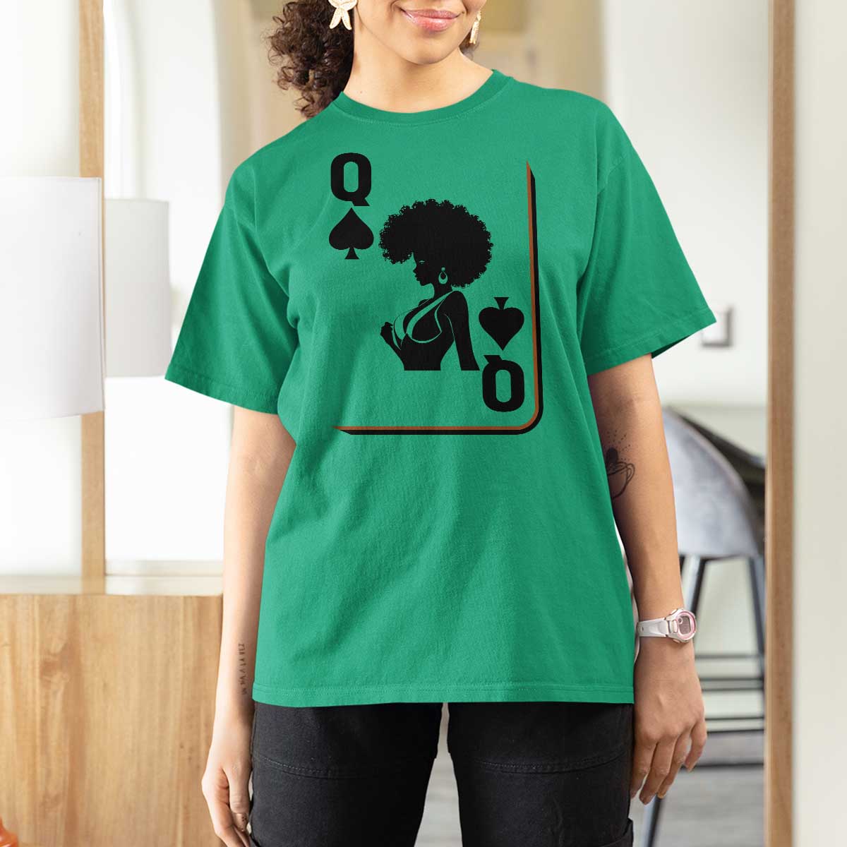 Black Queen T Shirt For Women Black History Month Afro Woman Poker Card Games - Wonder Print Shop