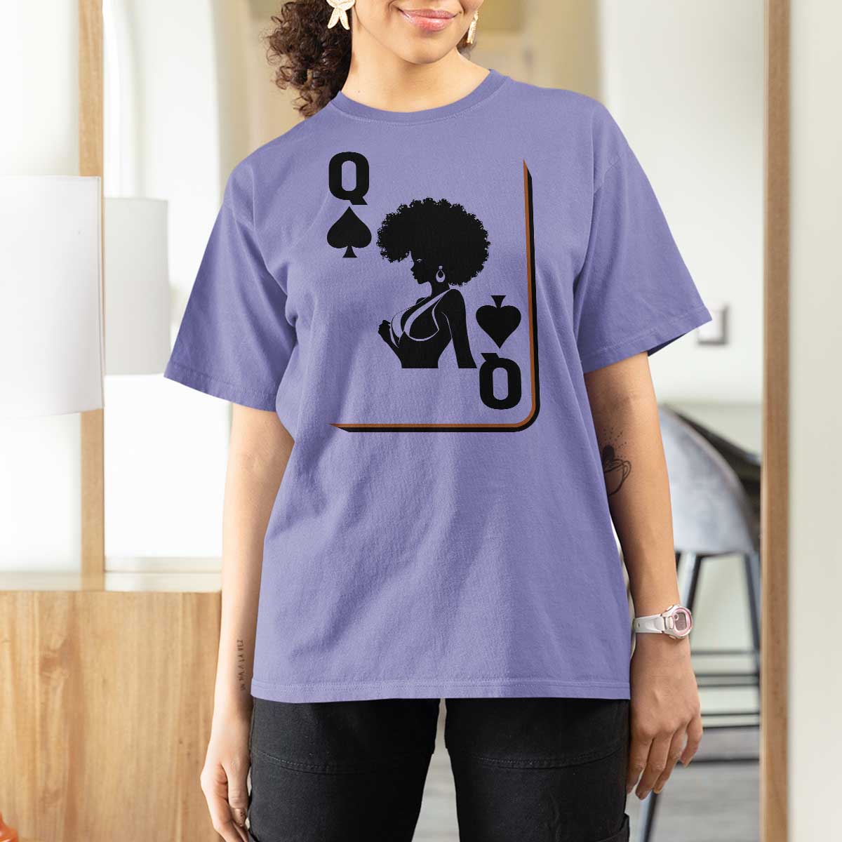 Black Queen T Shirt For Women Black History Month Afro Woman Poker Card Games - Wonder Print Shop