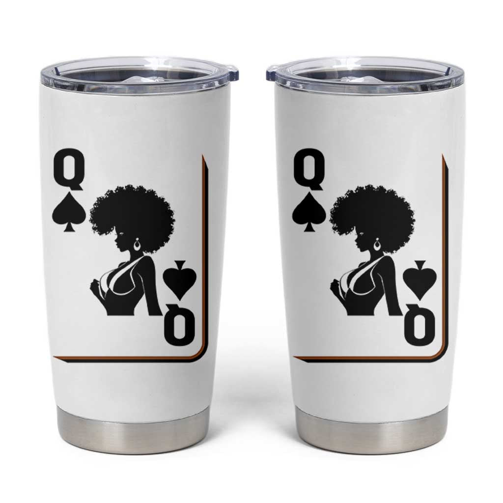 Black Queen Tumbler Cup Black History Month Afro Woman Poker Card Games - Wonder Print Shop