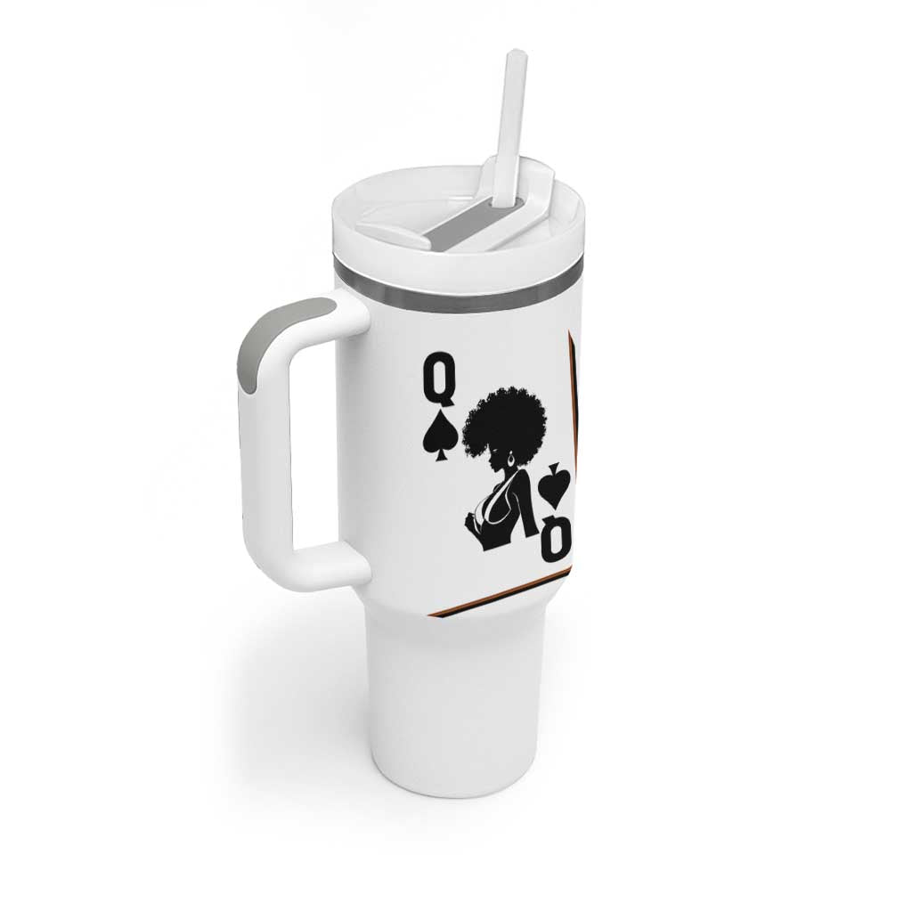 Black Queen Tumbler With Handle Black History Month Afro Woman Poker Card Games - Wonder Print Shop