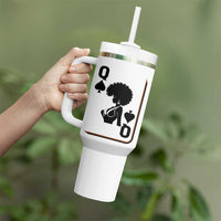 Black Queen Tumbler With Handle Black History Month Afro Woman Poker Card Games - Wonder Print Shop
