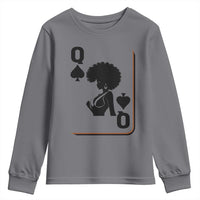 Black Queen Youth Sweatshirt Black History Month Afro Woman Poker Card Games - Wonder Print Shop
