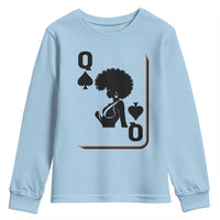 Black Queen Youth Sweatshirt Black History Month Afro Woman Poker Card Games - Wonder Print Shop