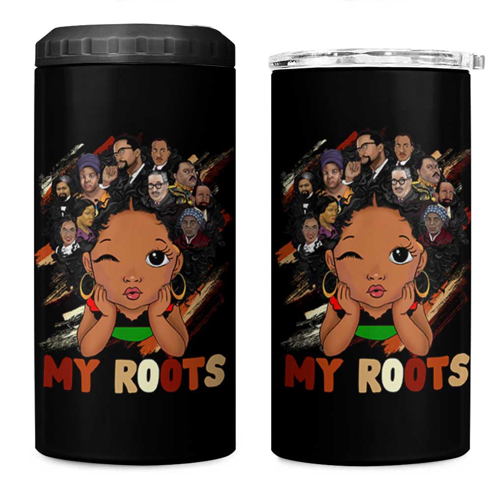 Black African Girl 4 in 1 Can Cooler Tumbler Black History Month Juneteenth Gift Afro Empowerment - Wonder Print Shop