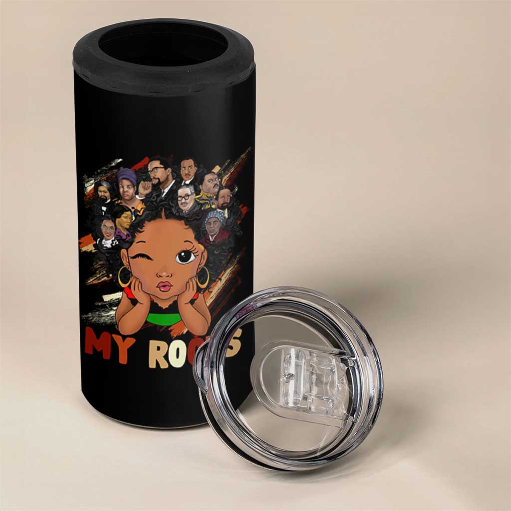 Black African Girl 4 in 1 Can Cooler Tumbler Black History Month Juneteenth Gift Afro Empowerment - Wonder Print Shop