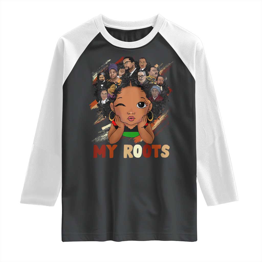Black African Girl Raglan Shirt Black History Month Juneteenth Gift Afro Empowerment - Wonder Print Shop